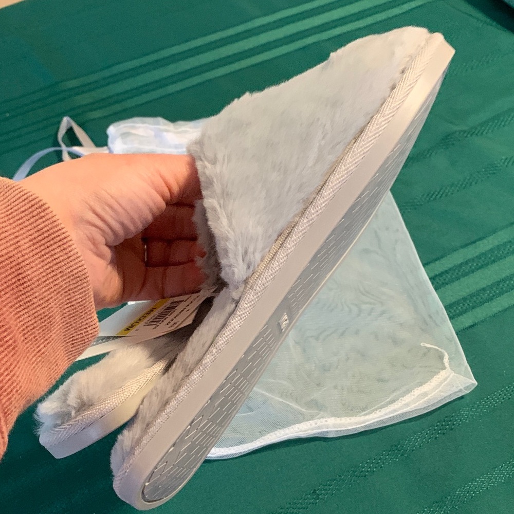 Flora Nikrooz Plush Pale Blue Slip-On Slippers - Picture 5 of 9